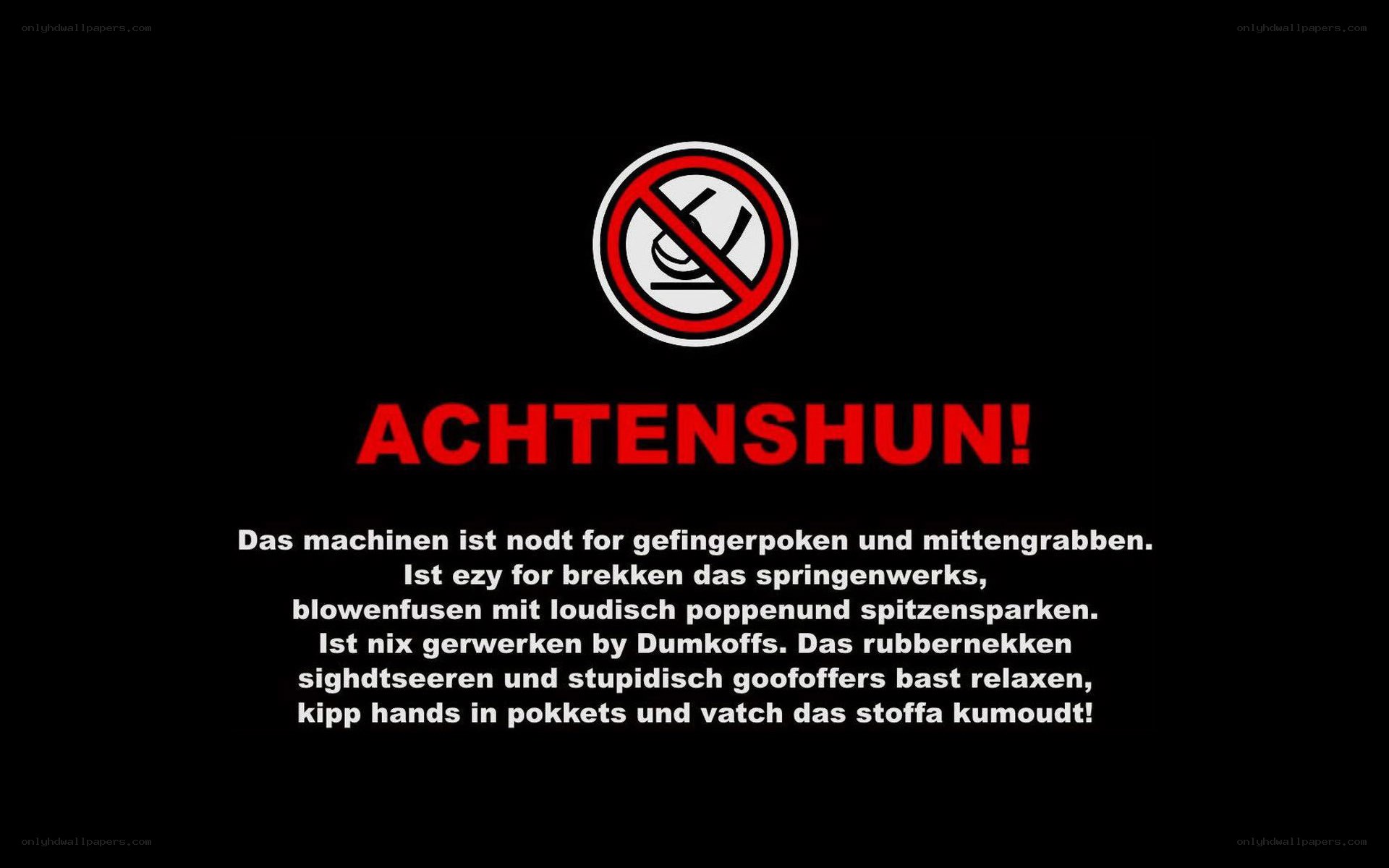 Warning sign with text