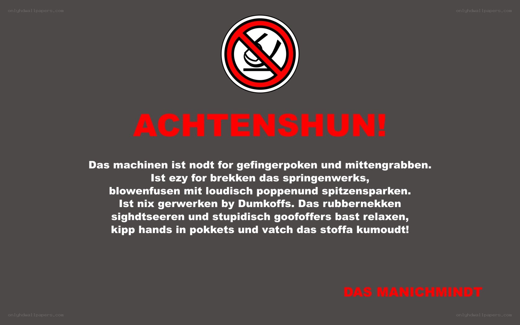 Warning sign with text