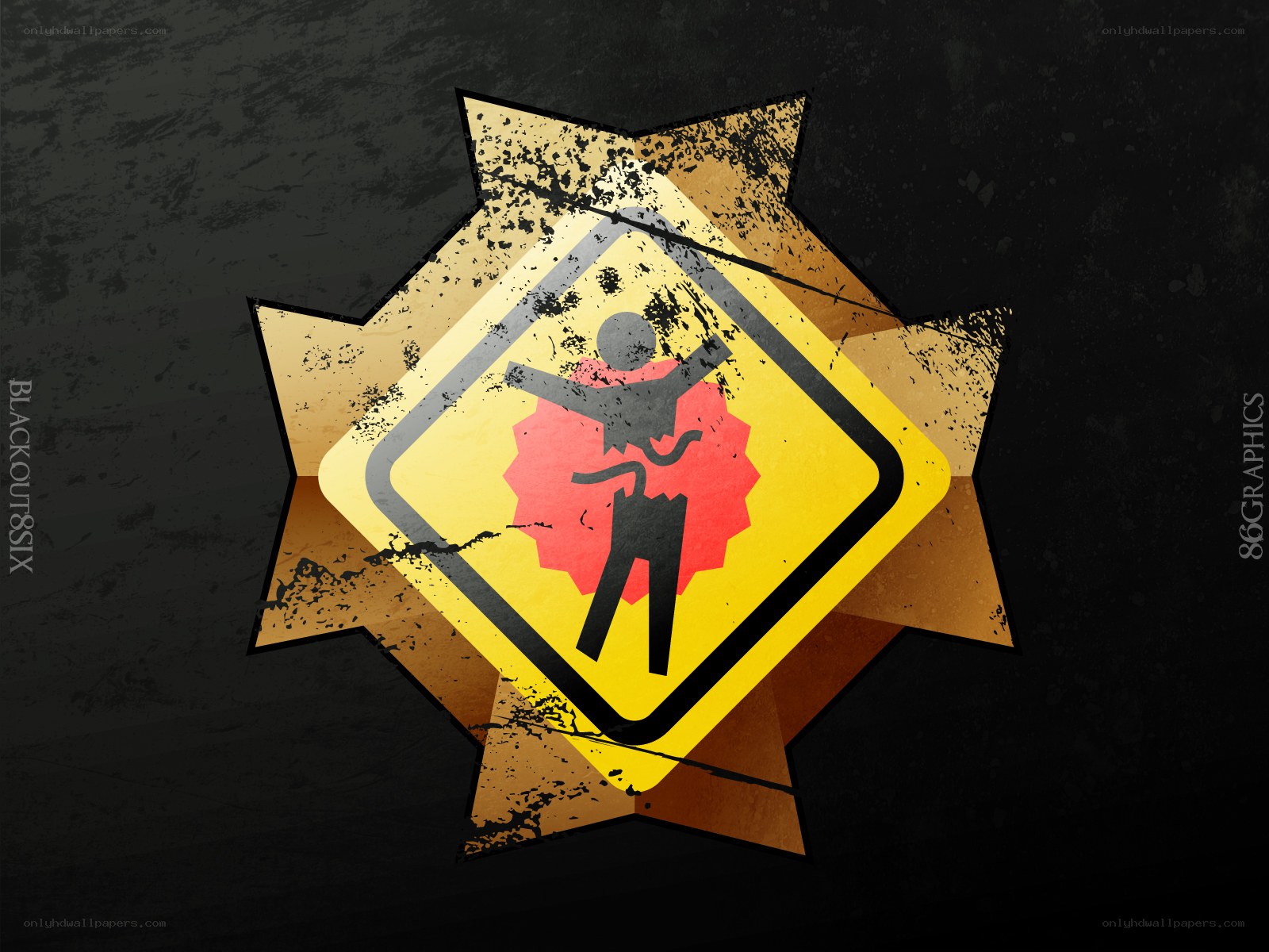 warning sign with zombie figure