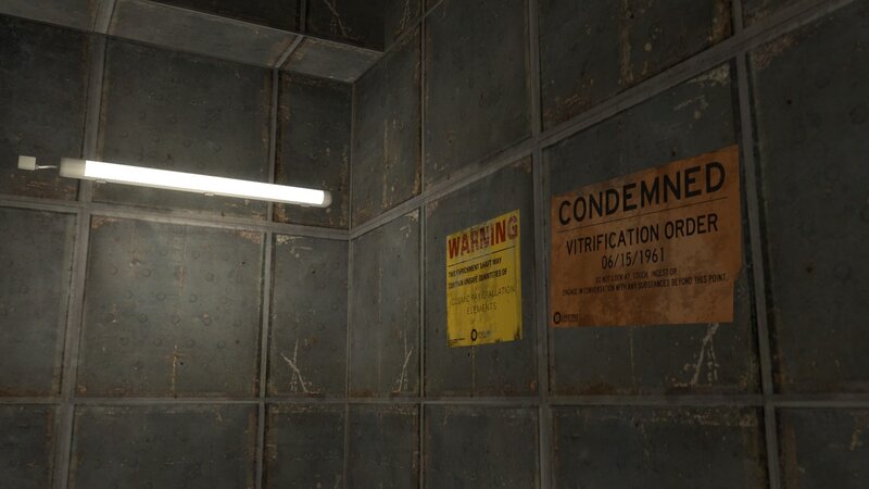 warning signs in a corridor