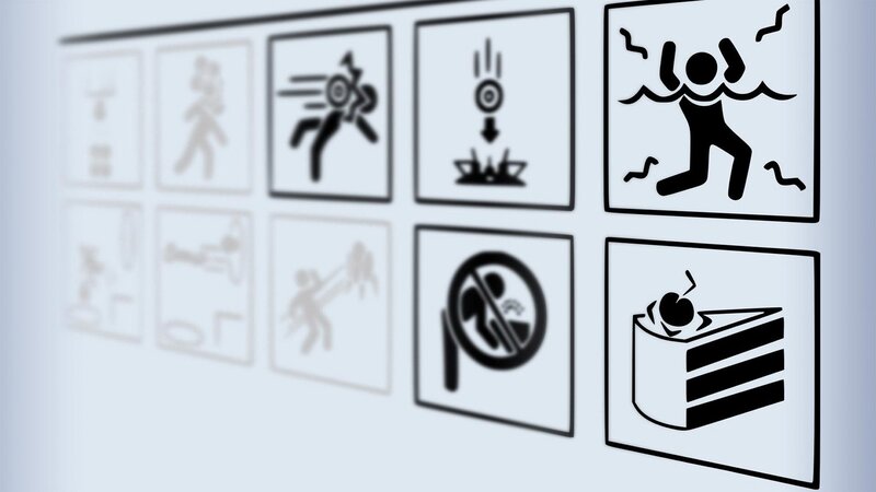 Warning Signs on Wall — White