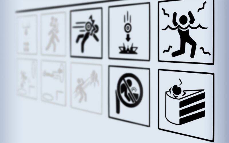 Warning Symbols on Wall — Black