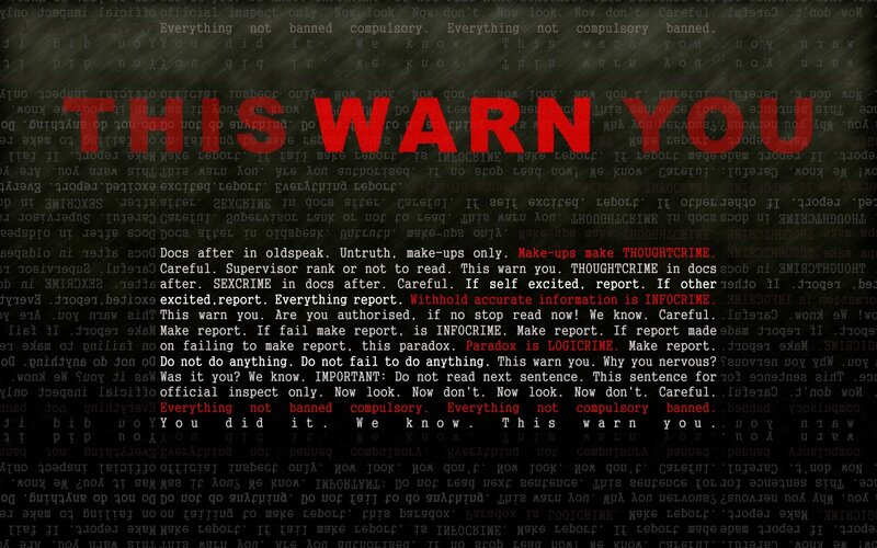 warning text on dark background