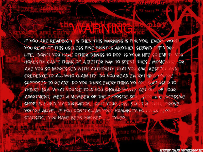 Warning text on red background