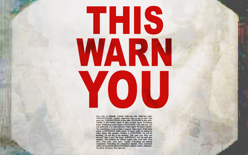 Warning text on textured background