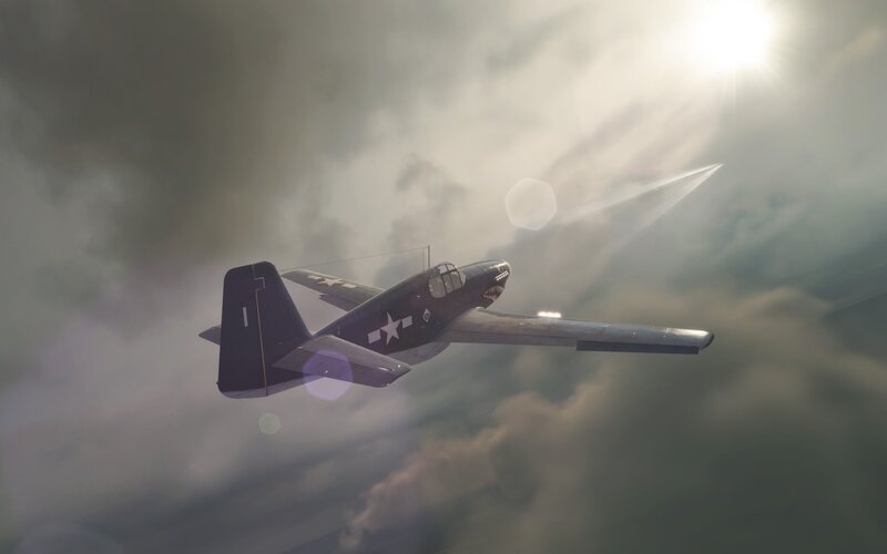 Warplane in cloudy sky