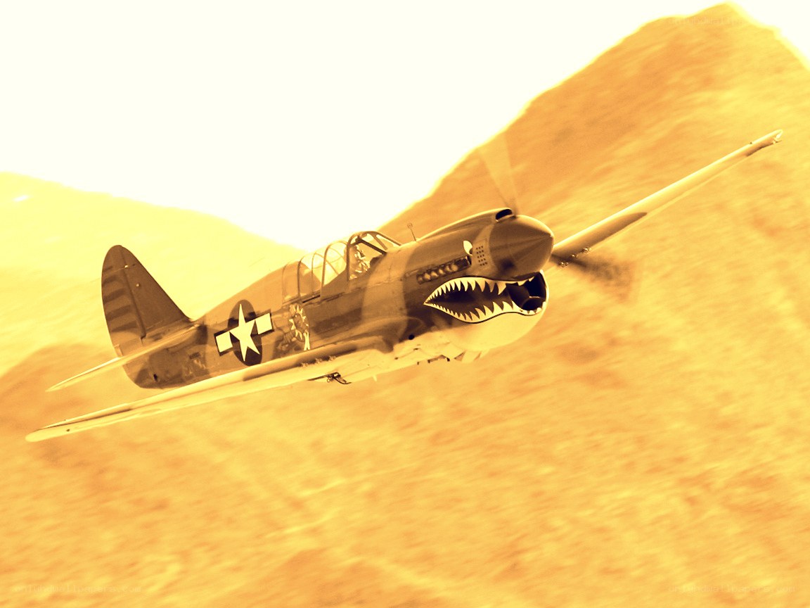 Warplane with shark mouth
