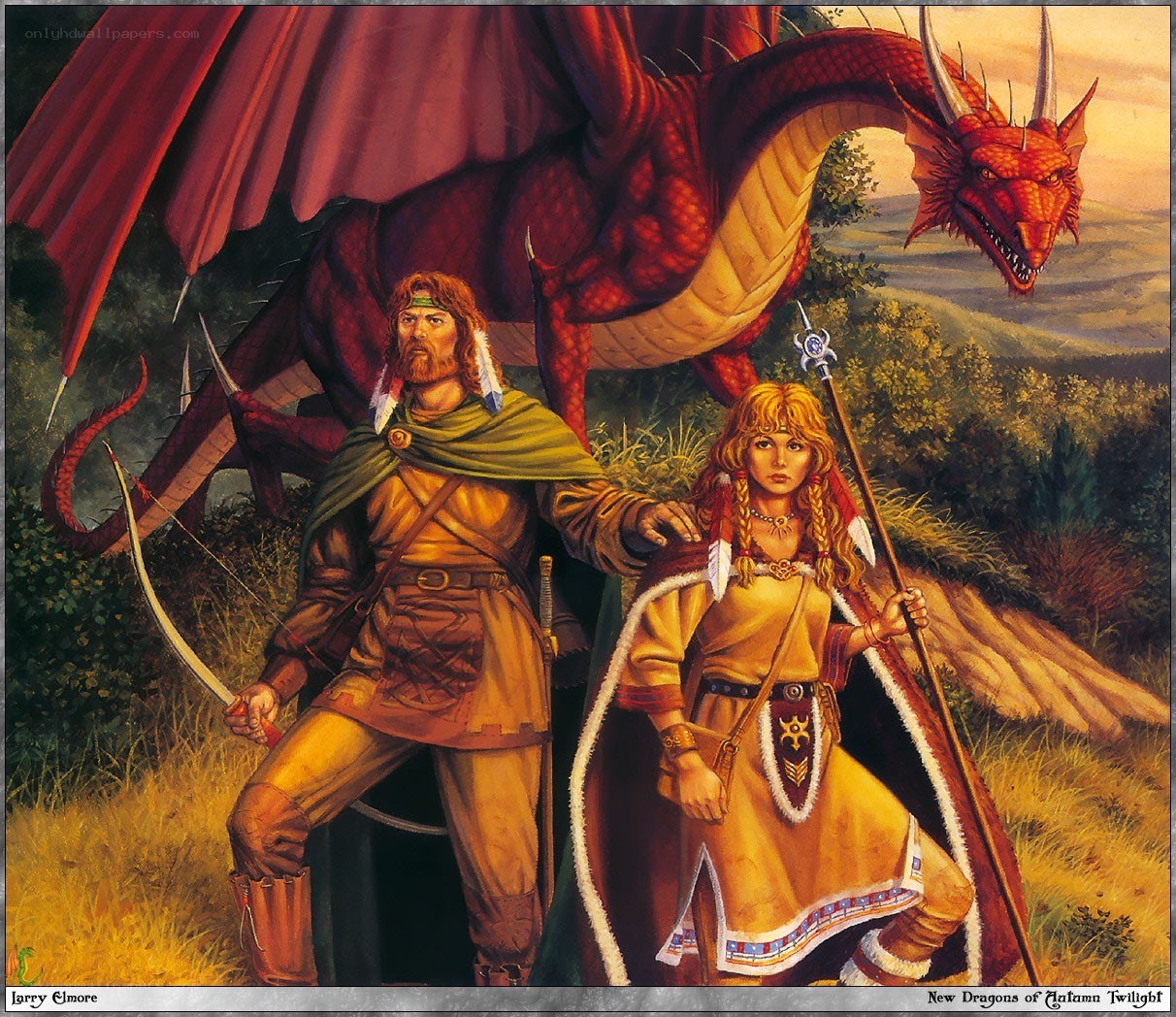 Warrior and dragon companions
