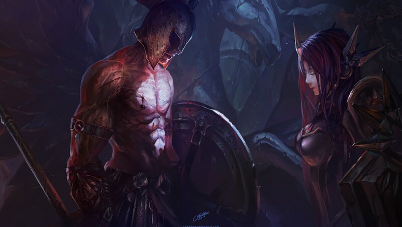 Warrior and Elf in Cave