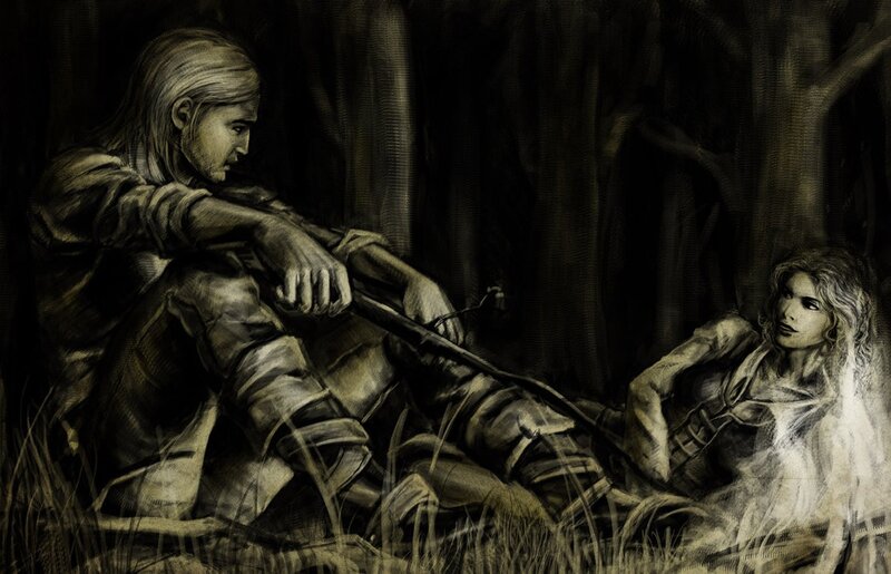 Warrior and ghost in forest
