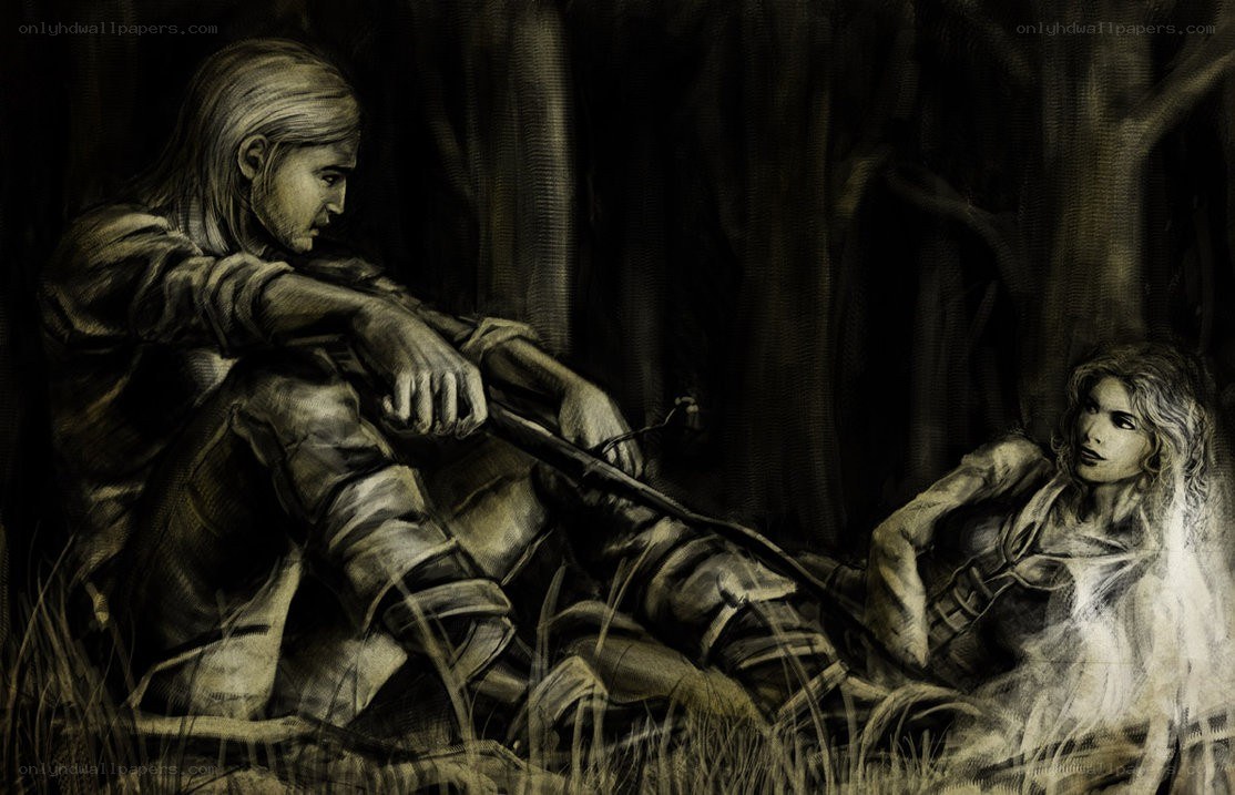 Warrior and ghost in forest