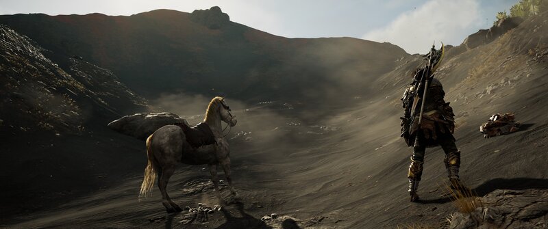 Warrior and Horse in Desert