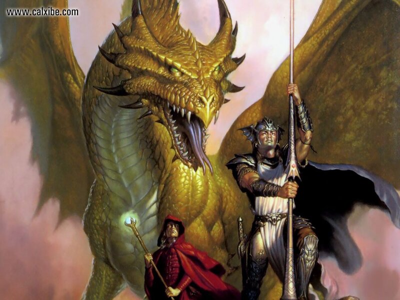 Warrior and mage face dragon