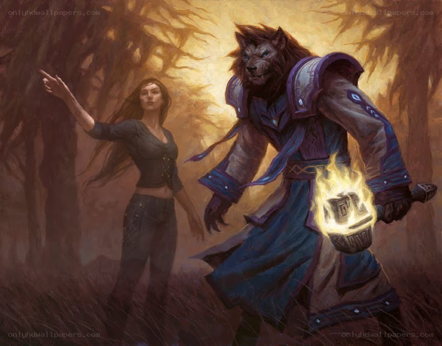 Warrior and mage in a forest
