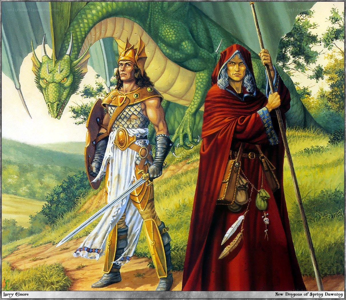 Warrior and mage with dragon