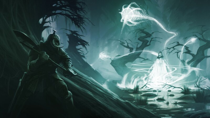 Warrior and Spirit in Forest