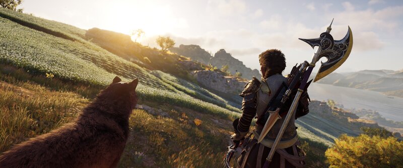 Warrior and Wolf on Hill