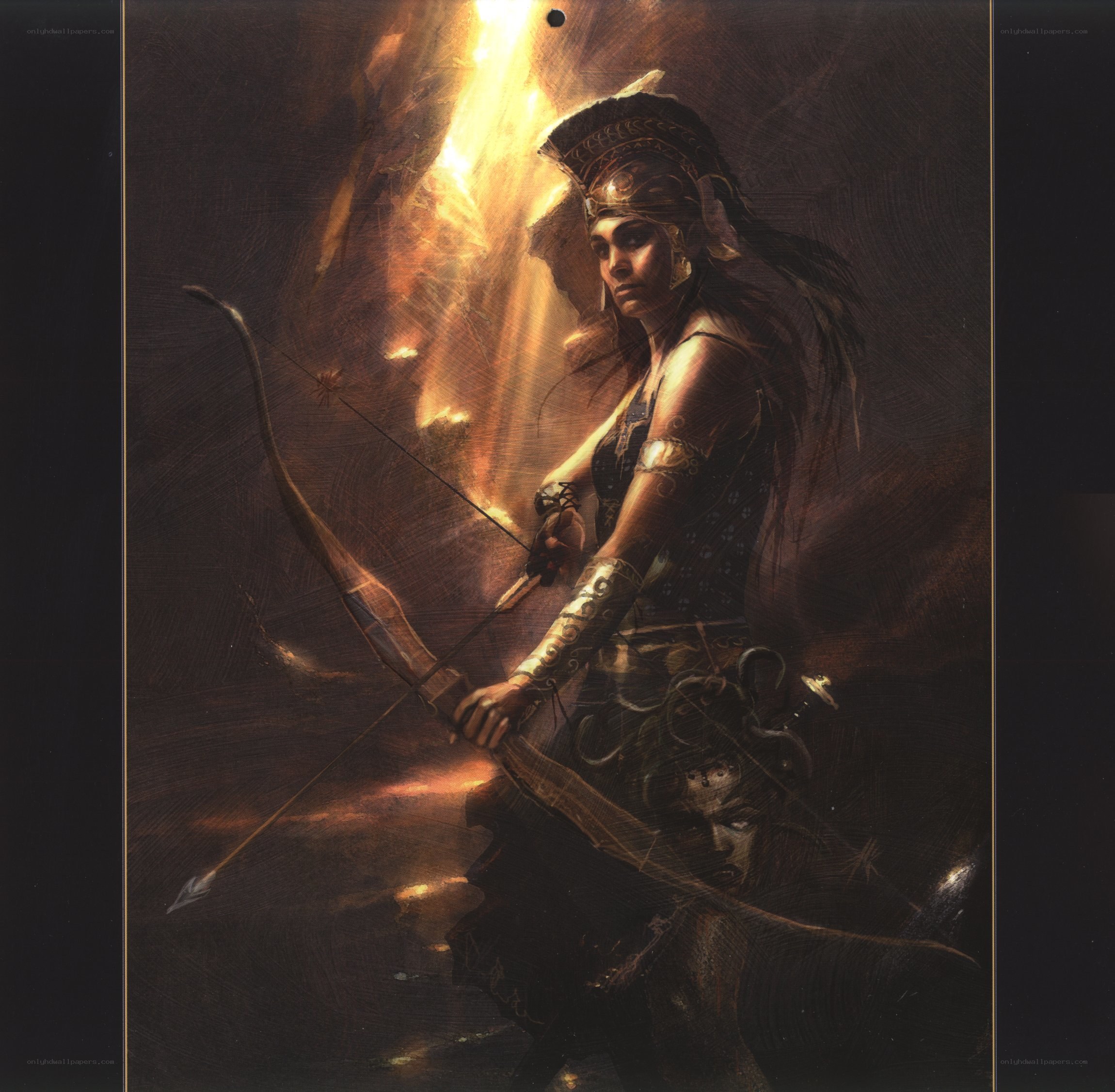 Warrior archer in fiery cave