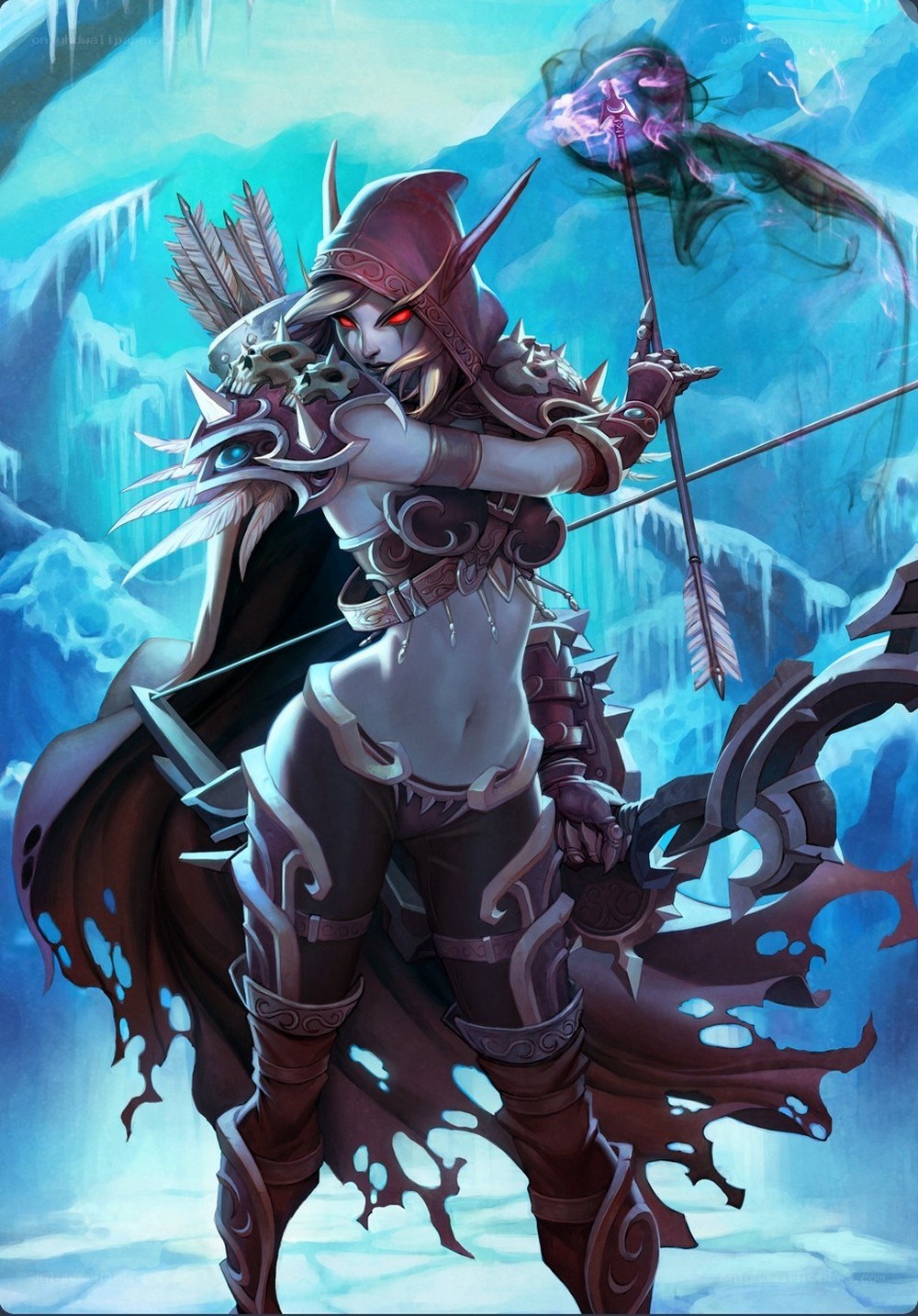 Warrior archer in icy landscape