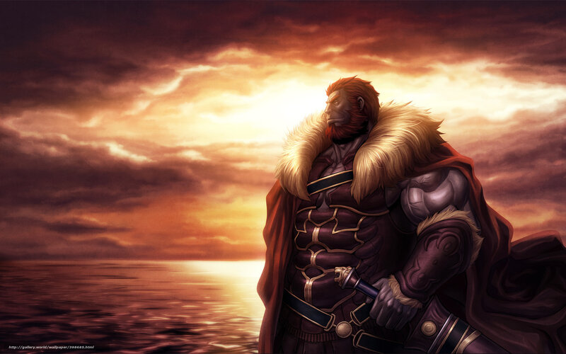 warrior at sunset by the sea