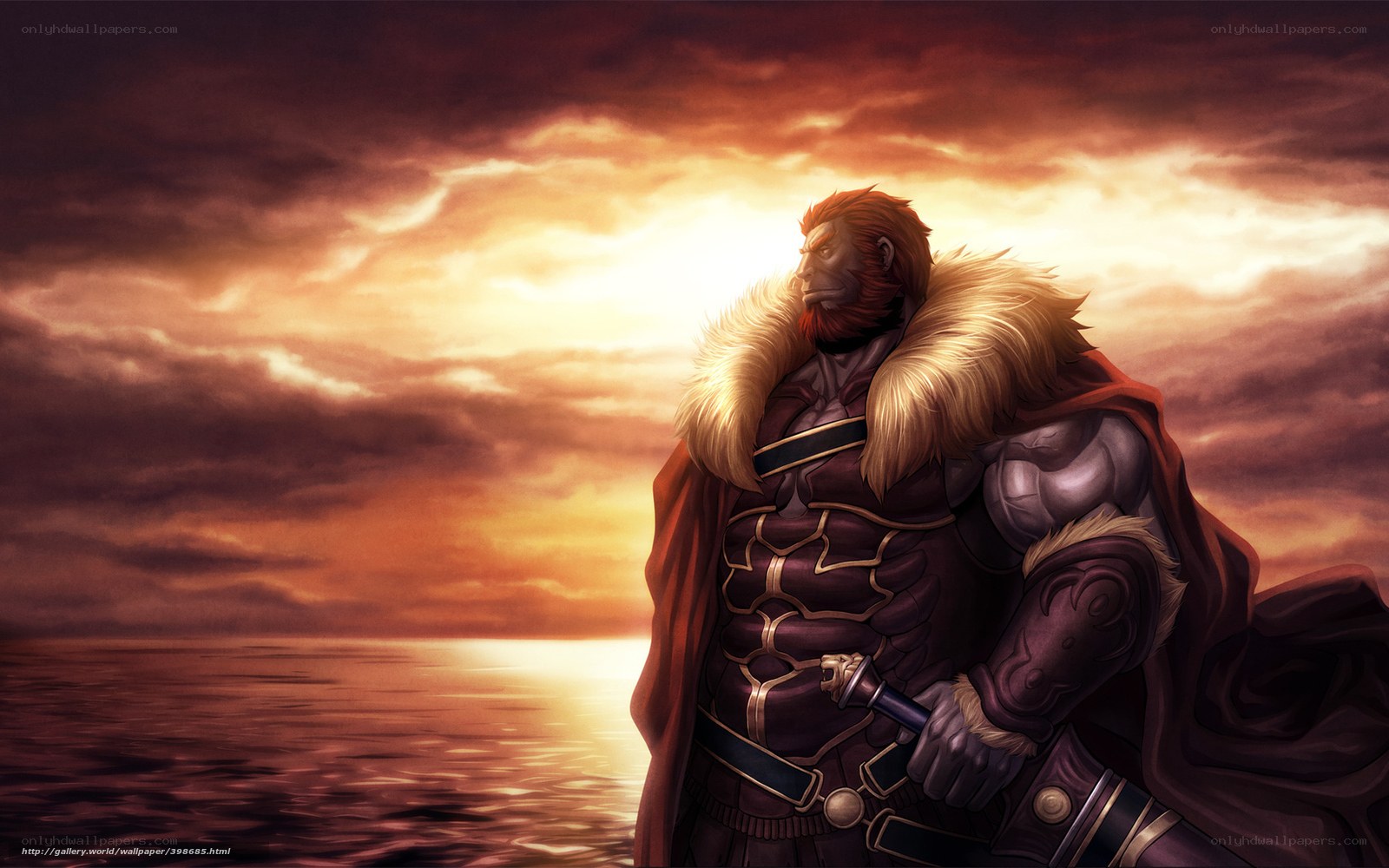 warrior at sunset by the sea