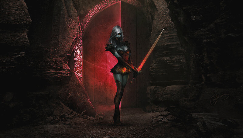Warrior at the red door