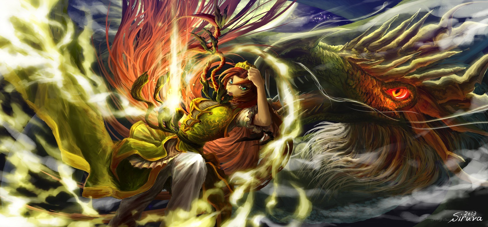 warrior battling a dragon