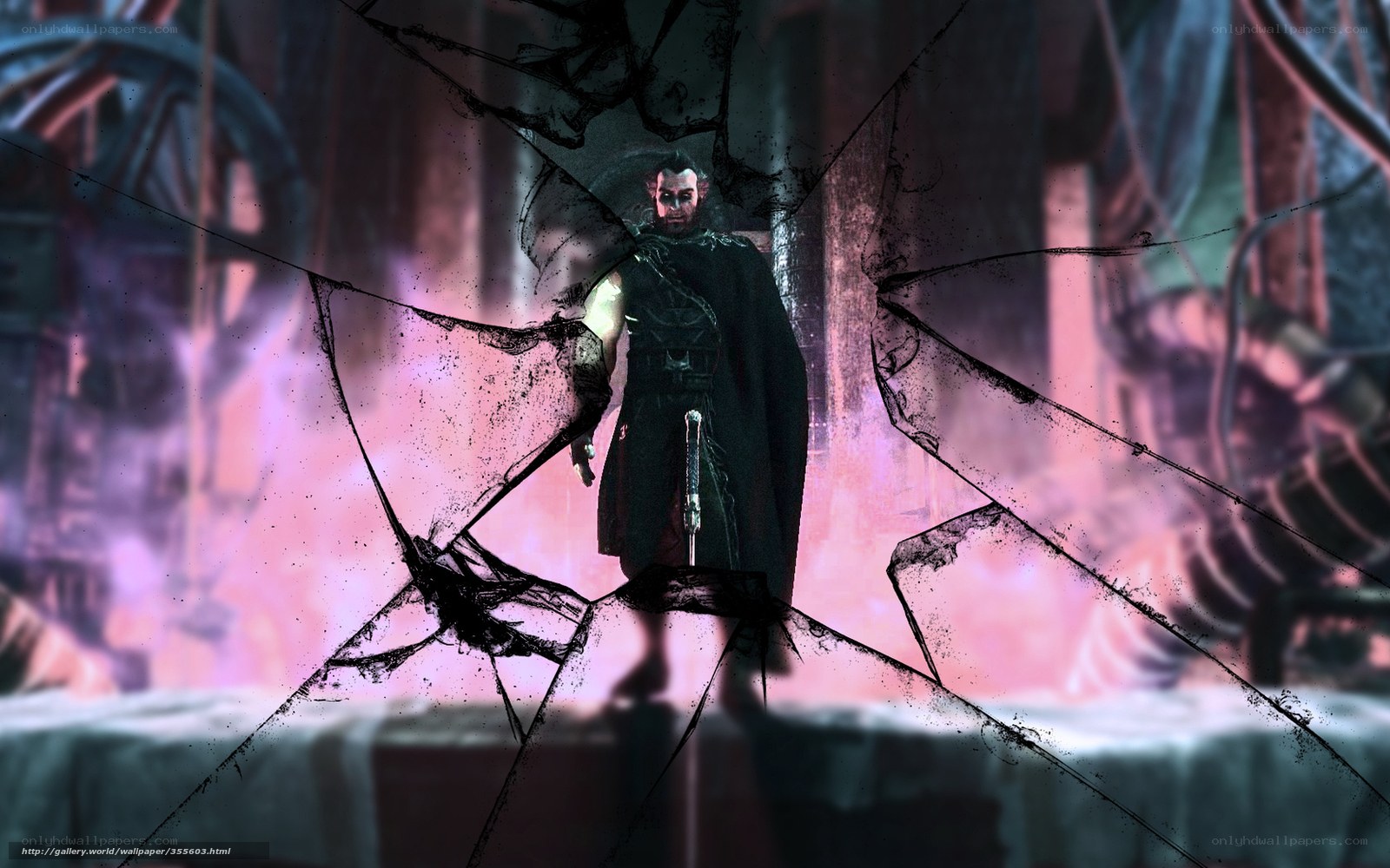 warrior behind shattered glass