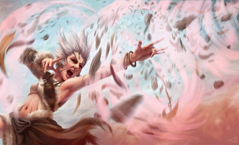 Warrior casting a spell