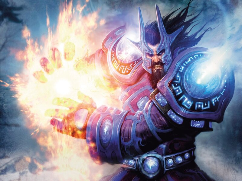 Warrior casting fire spell