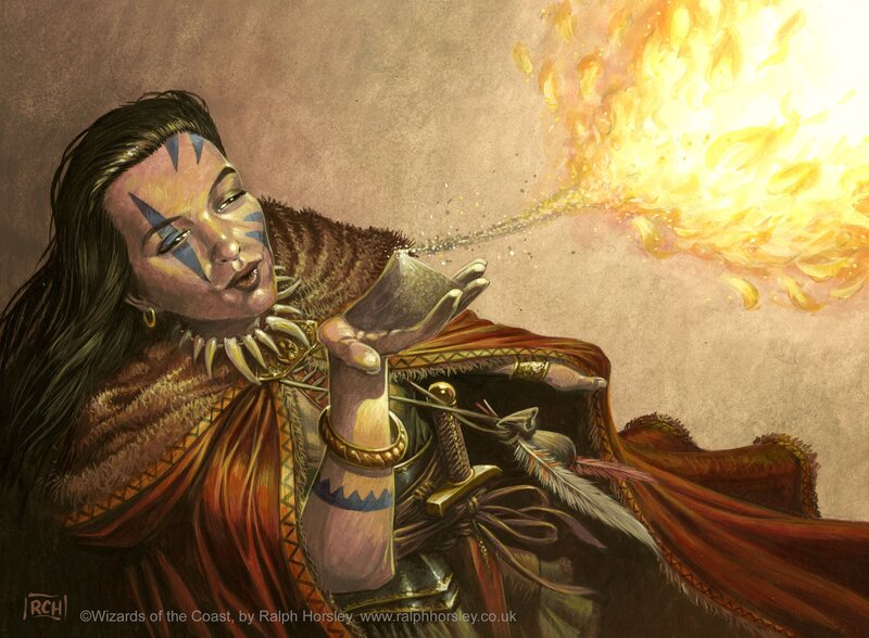 Warrior casting fire spell