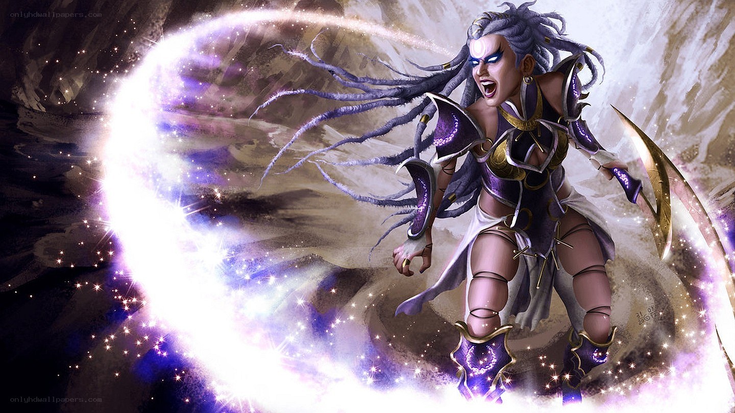 Warrior casting purple spell