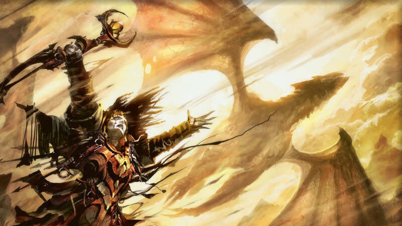 Warrior casting spell in desert