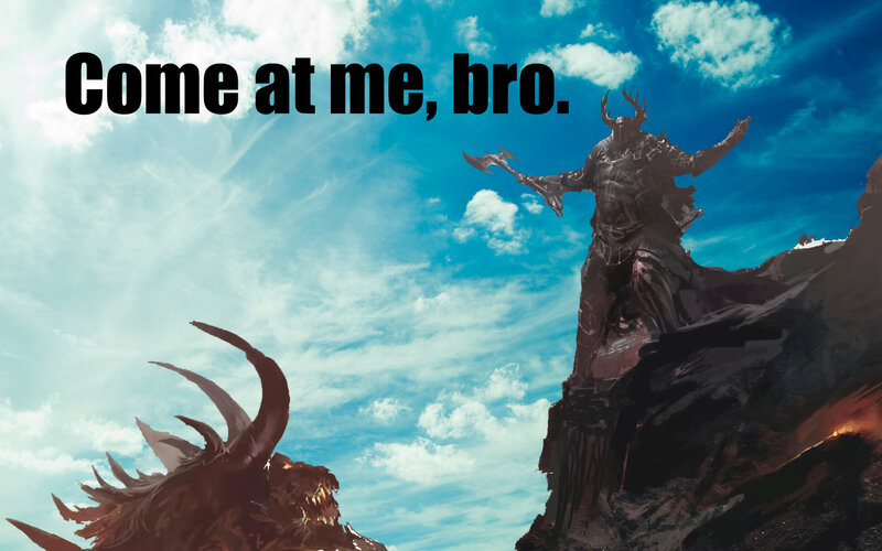 Warrior challenges dragon