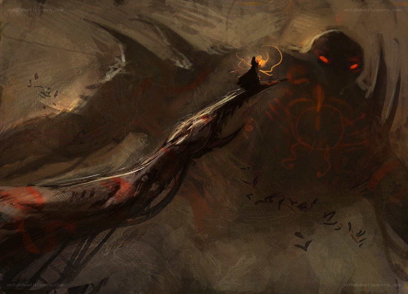 Warrior confronting a dark entity