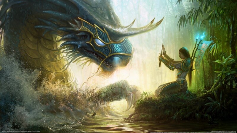 warrior confronts a dragon