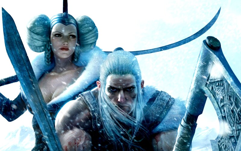 Warrior Couple in Snow — Blue