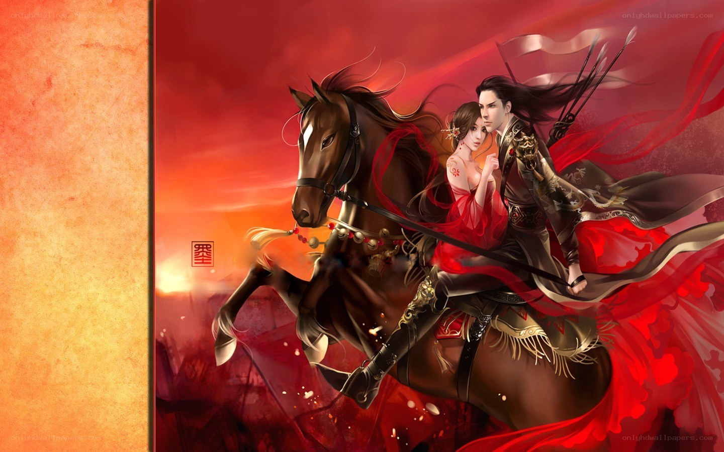 warrior couple on horseback