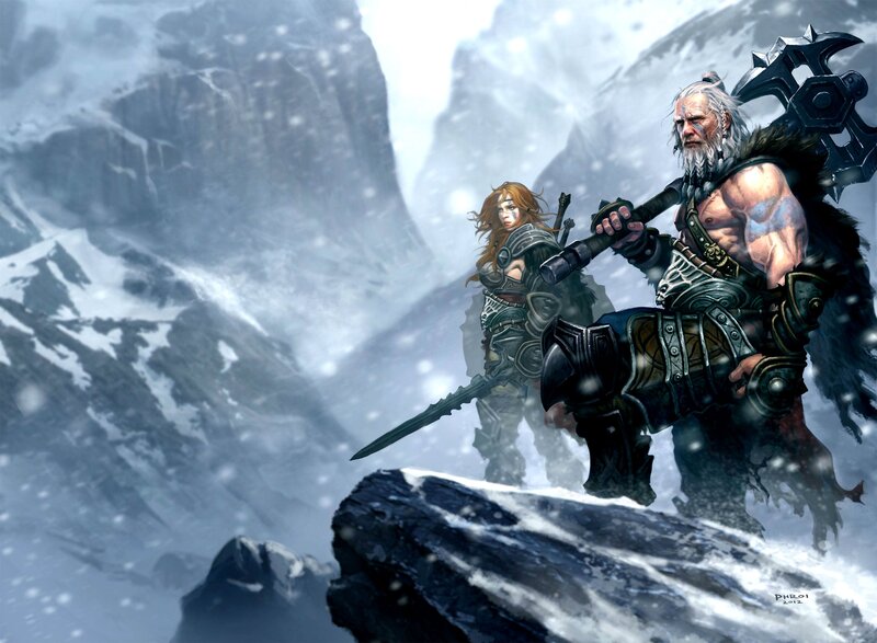 Warrior Duo in Snow — White