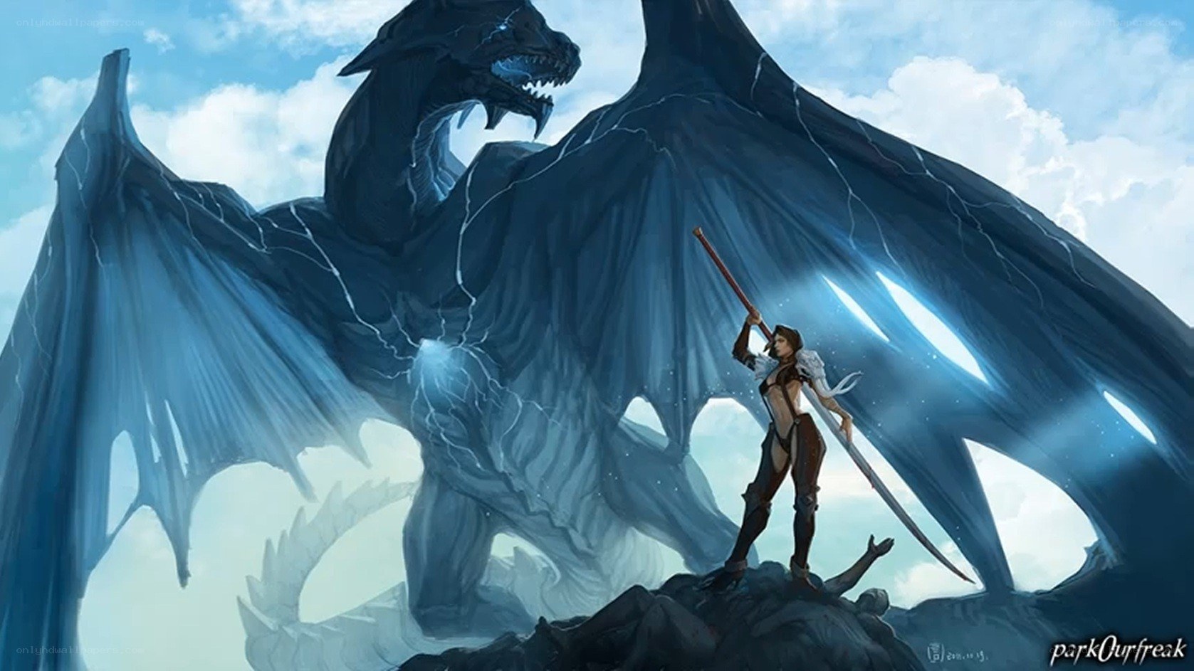 warrior facing a dragon