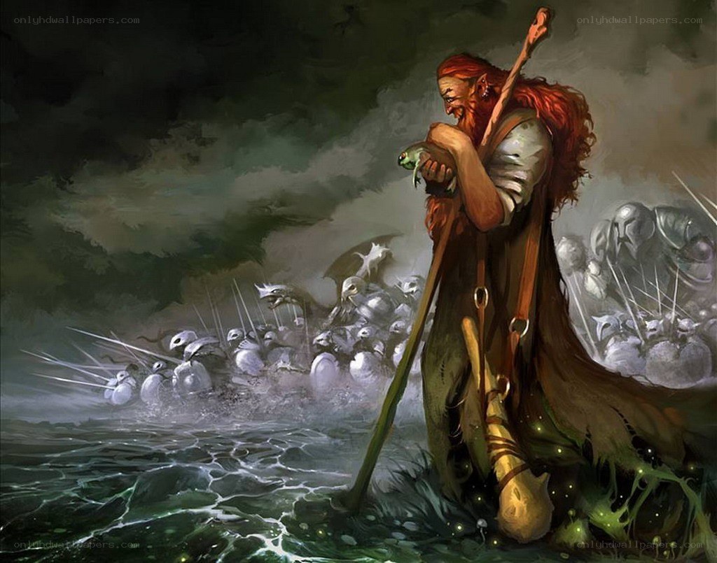 Warrior facing a horde