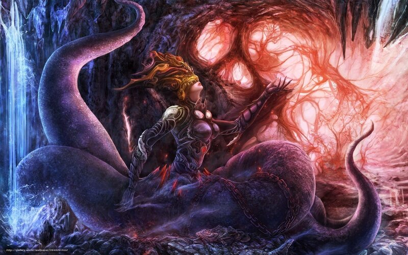 warrior facing a monstrous entity