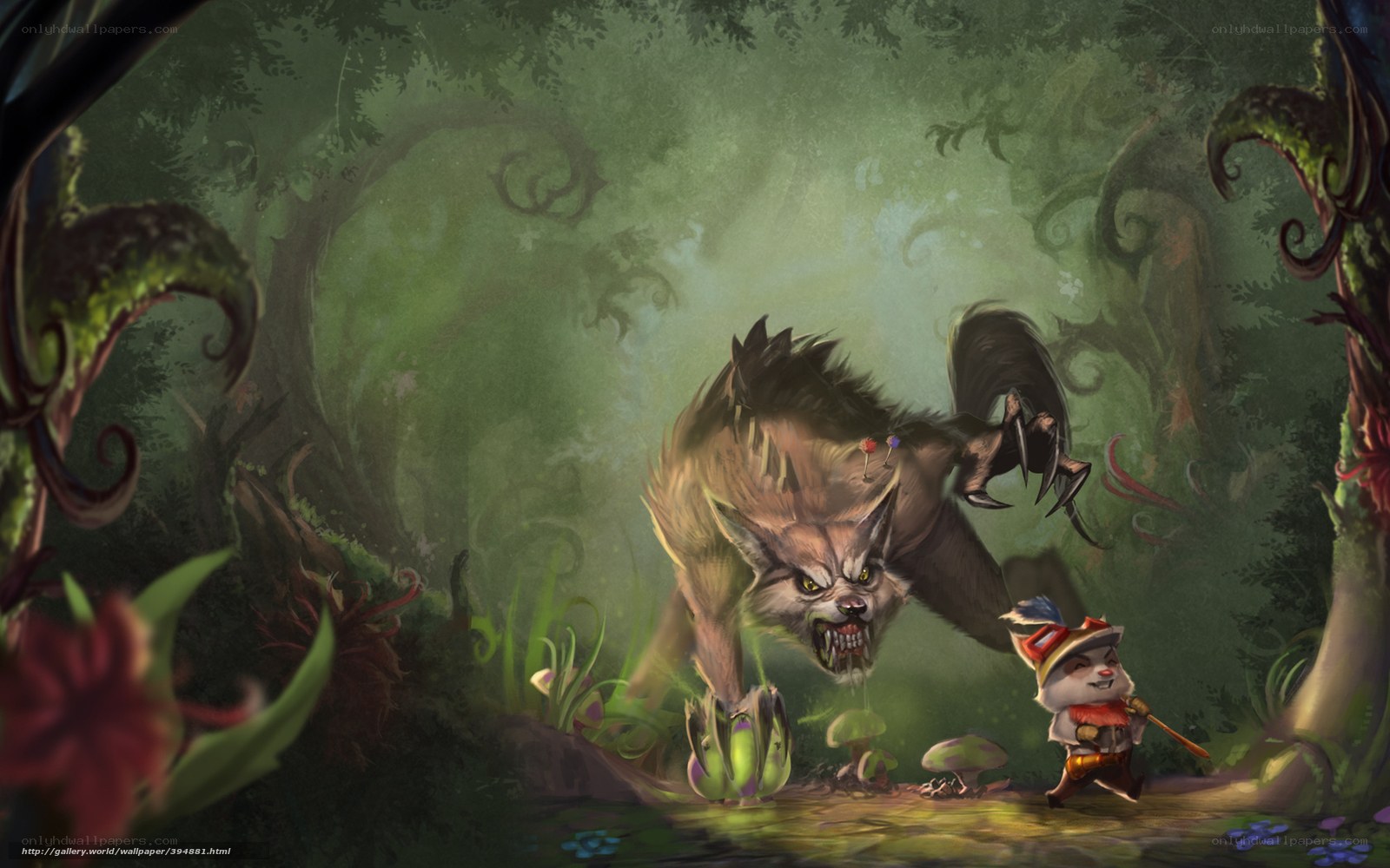 Warrior facing a werewolf