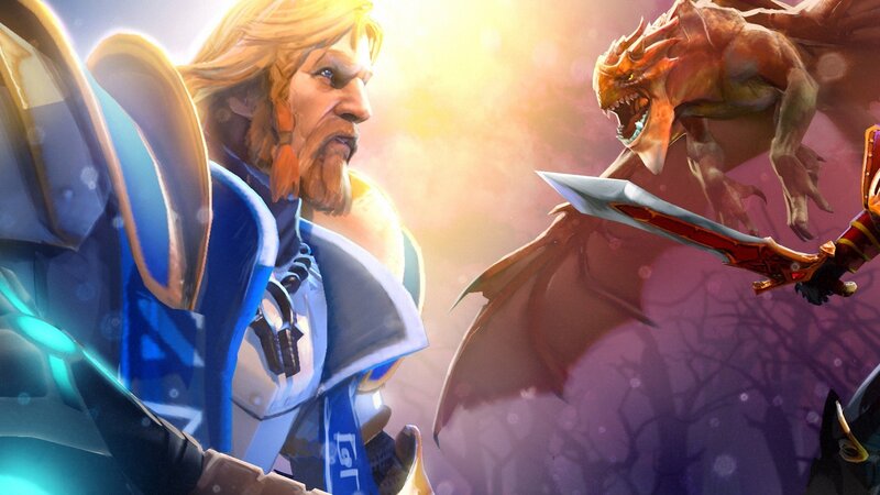 Warrior Facing Dragon — Blue, Dramatic, Sunset