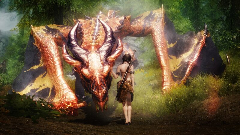 warrior facing giant dragon