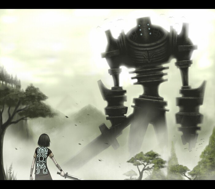 warrior facing giant robot