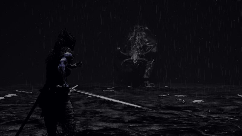 Warrior Facing Monster — Black