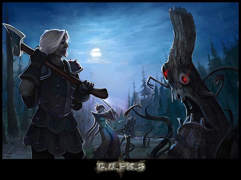 Warrior Facing Tree Monster