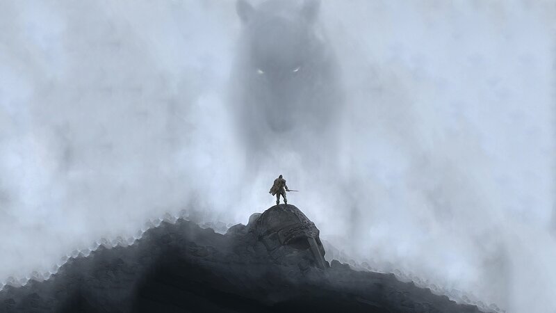Warrior Facing Wolf Spirit