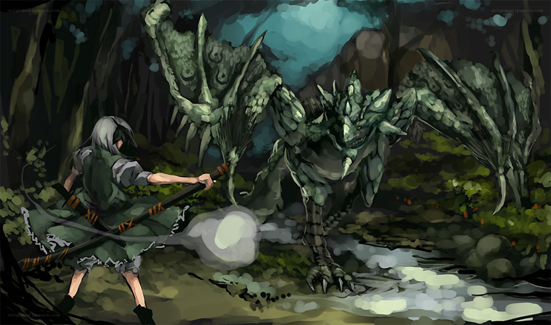 warrior fighting a dragon